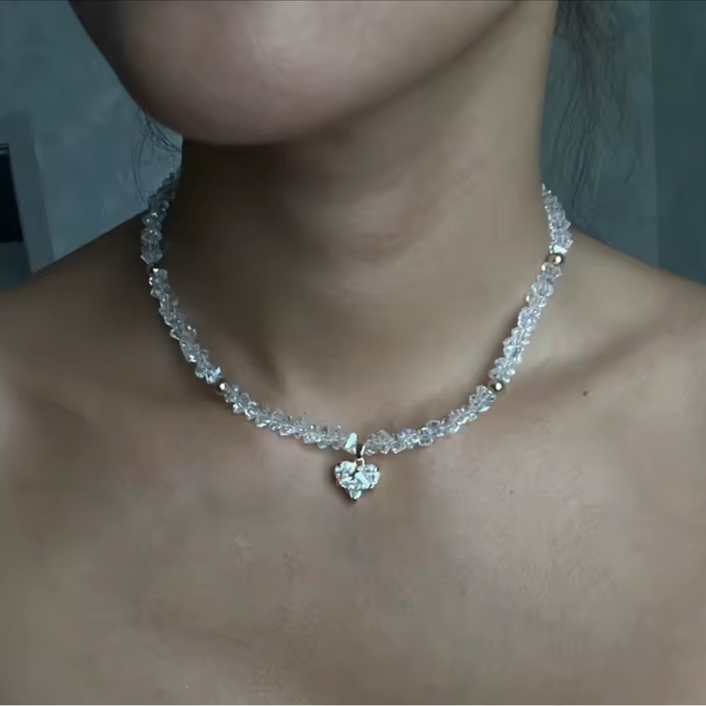 Silver Heart Crystal Necklace - Picture 2 of 7